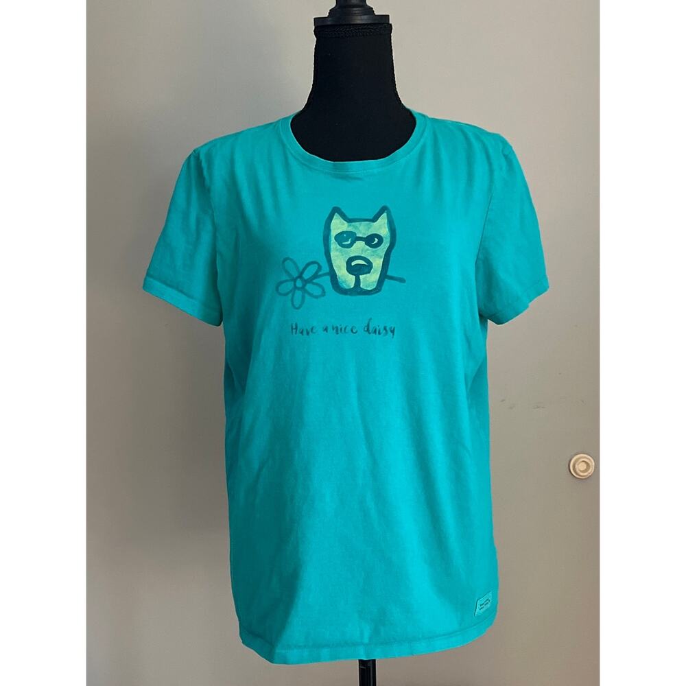 Life Is Good Women's Crusher Tee Dog and Daisy Tshirt Large